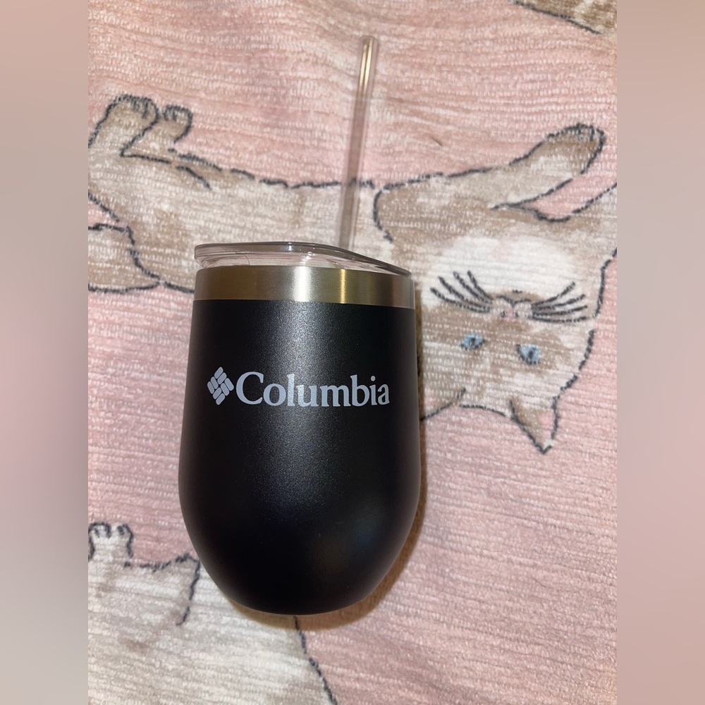 New Columbia 12oz insulated tumbler cocktail wine with straw